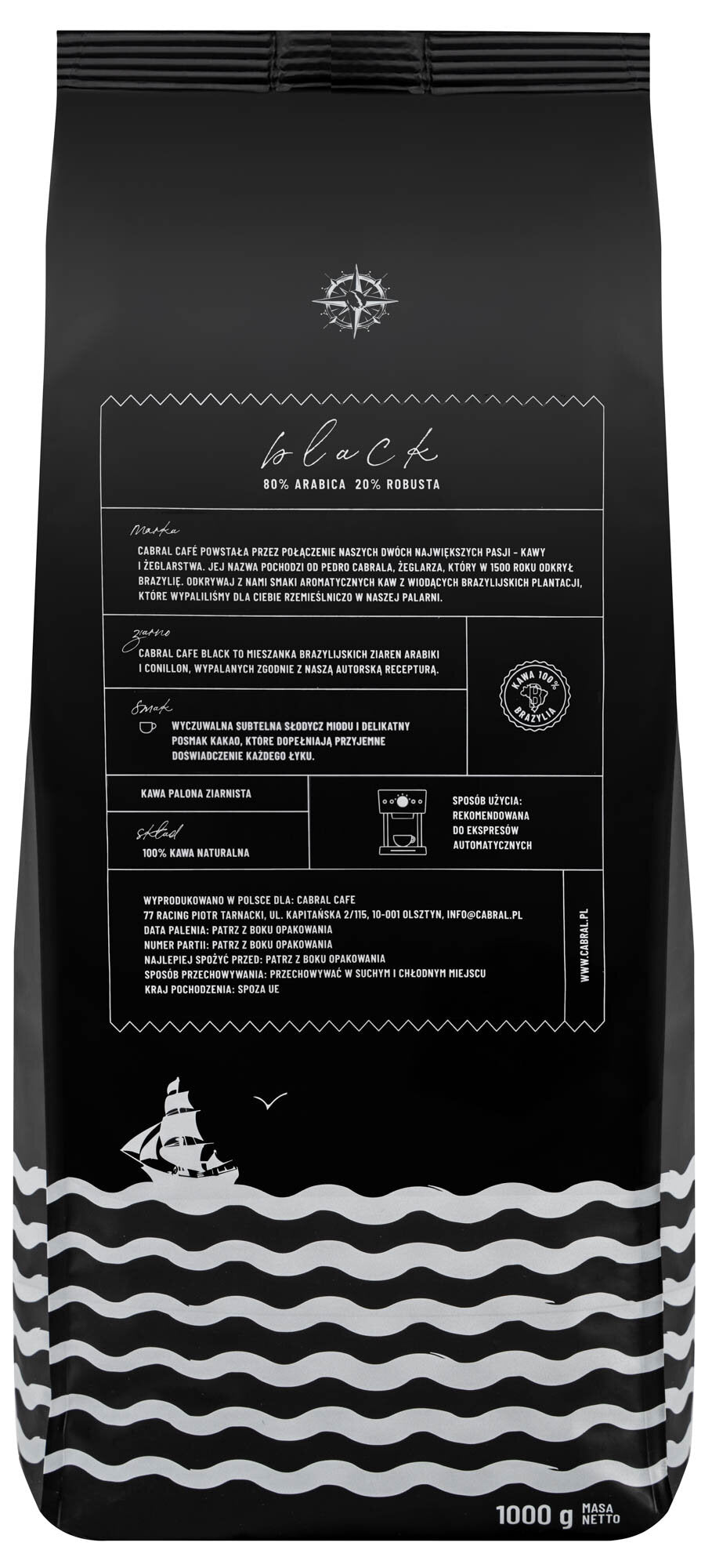 CABRAL CAFE Black Coffee Beans (Craft) 1 kg
