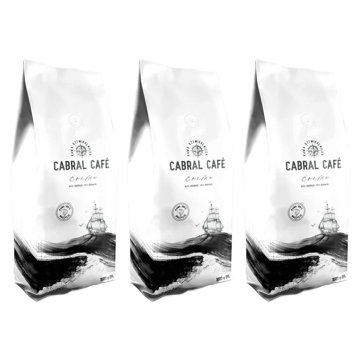 Kawa ziarnista CABRAL CAFE Crema (Rzemieślnicza) 3 x 1 kg